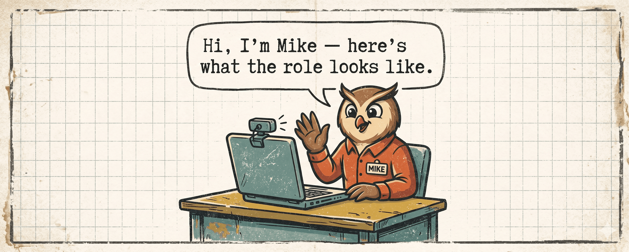 Illustration of a candidate interacting with an async interview interface, highlighting the balance between convenience and personal connection