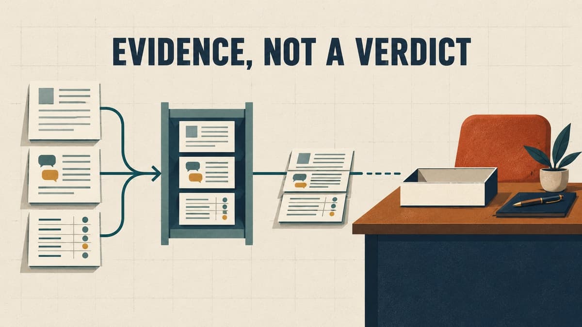 Applications, interview transcripts and scorecards stop before the final hiring decision