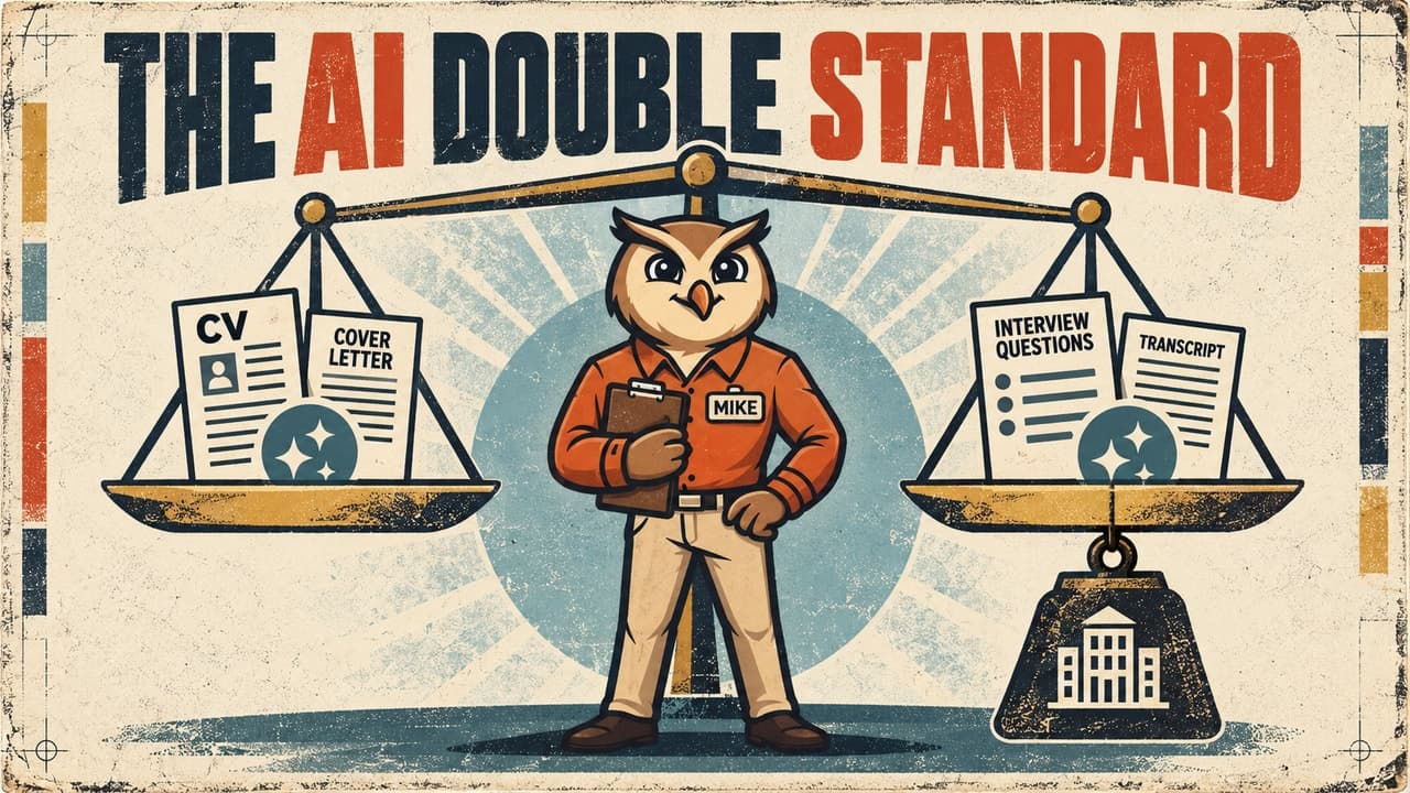 Mike the owl balances candidate and employer uses of AI on a hiring scale
