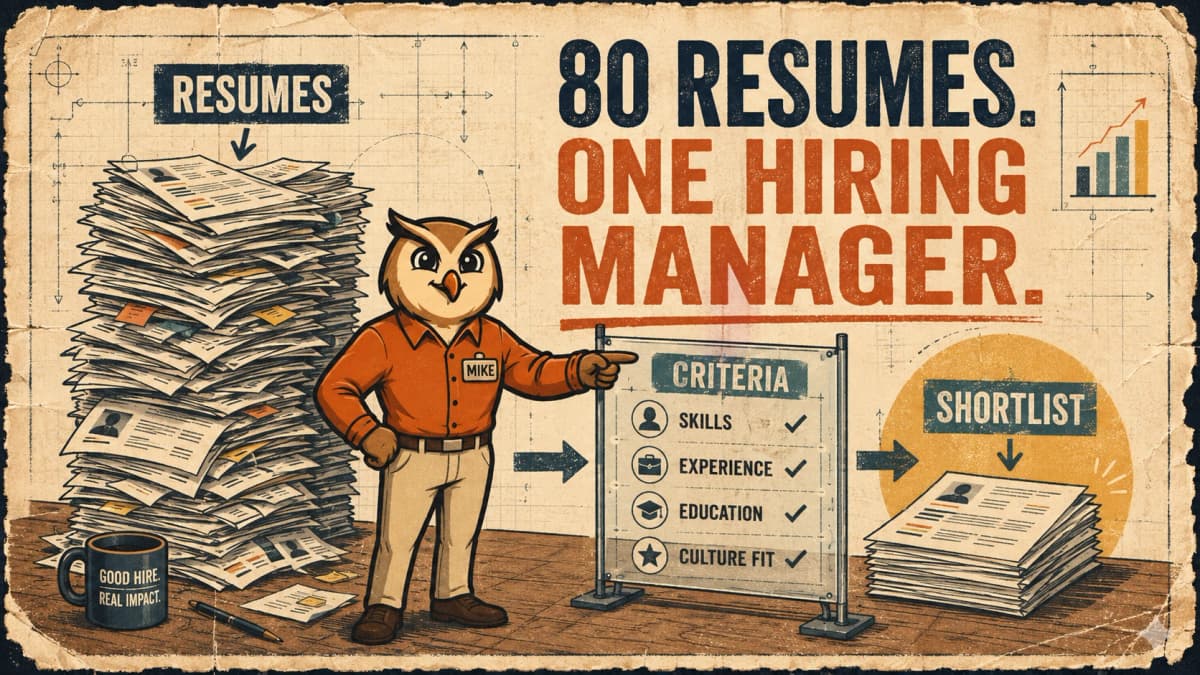 Mike turns a pile of resumes into a role-specific shortlist for a small business hiring manager.
