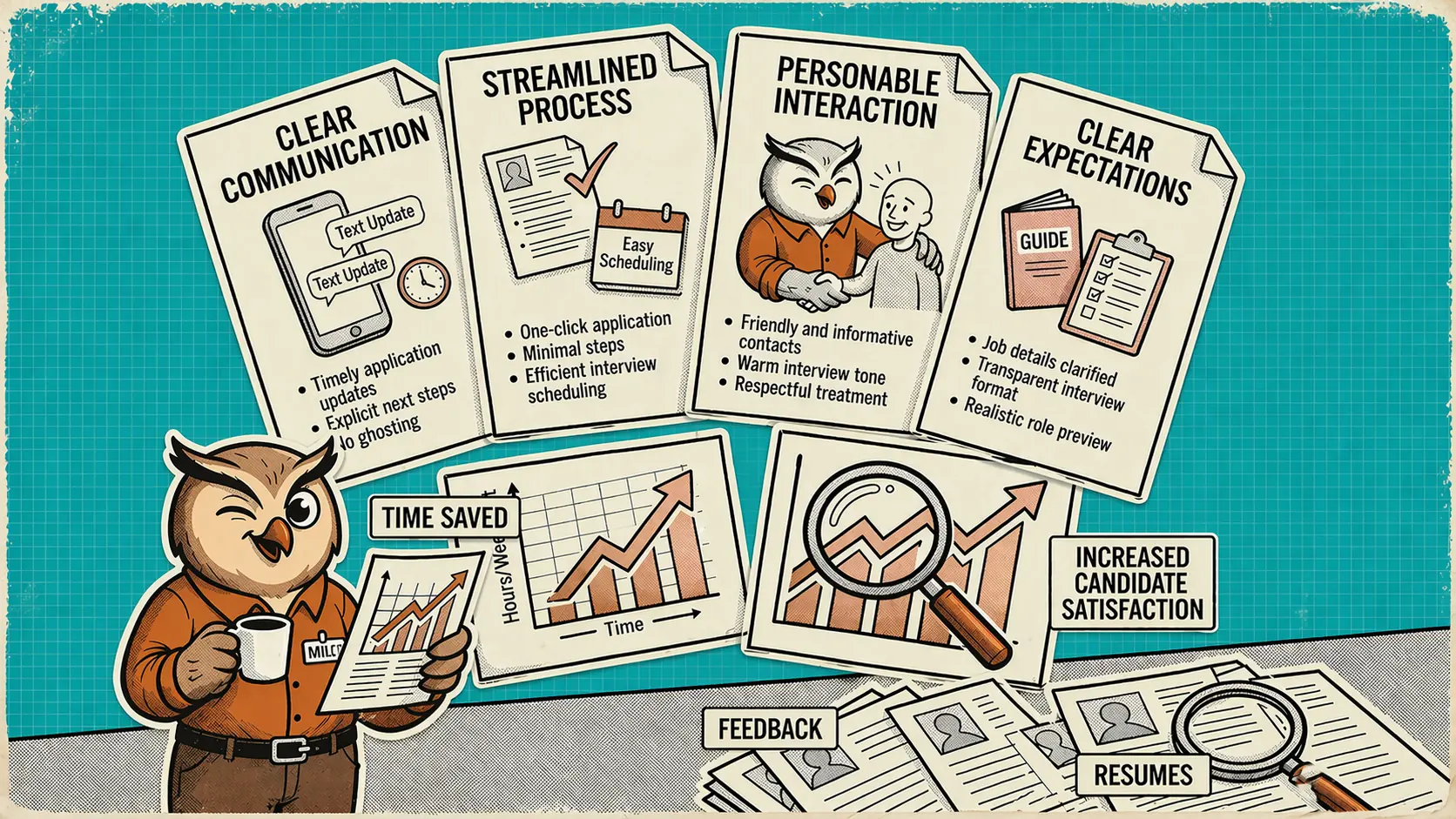 Candidate journey illustration showing touchpoints from application to offer, highlighting where experience breaks down